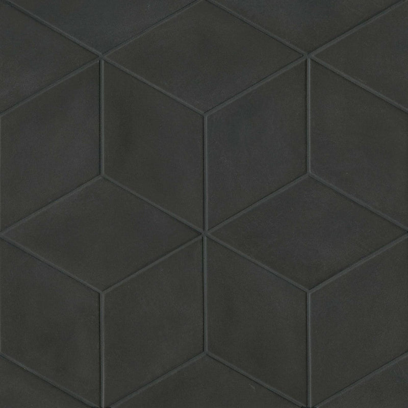 Solid Black Rhomboid 7.5x12.75 - FloorRunner