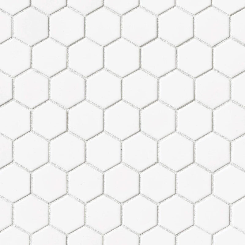 White 2x2 Hexagon Mosaic - Gloss - FloorRunner