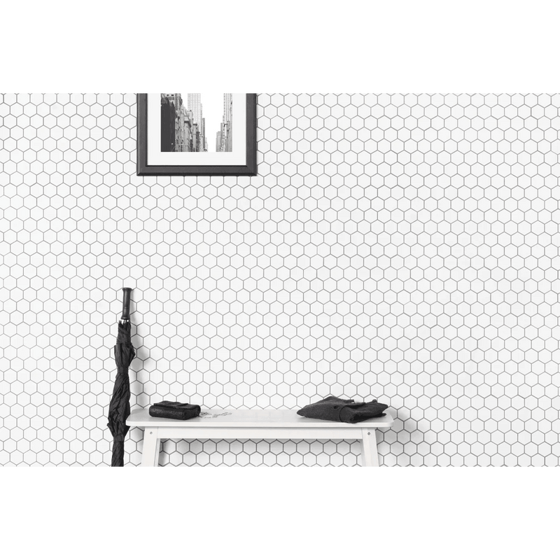 White 2x2 Hexagon Mosaic - Matte - FloorRunner